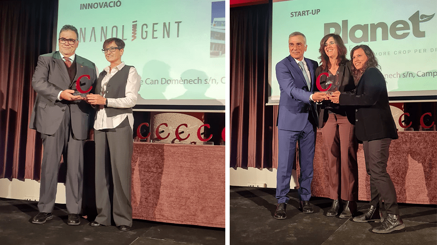Representants de Nanoligent i Planet Biotech recollint els guardons de Cerdanyola Empresarial